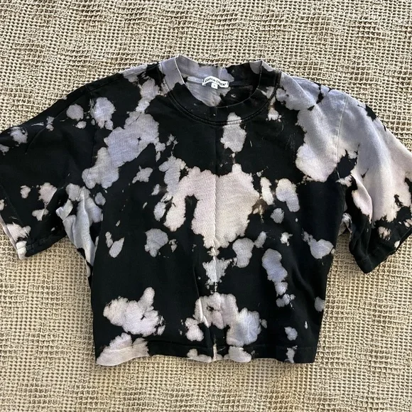 Cotton Citizen Tokyo Tie Dye Crop Tee Women's Small Crewneck Lavender Black - Picture 3 of 6